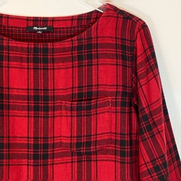 Madewell Curtis Plaid Herald Red  Flannel Tee size Small - Picture 2 of 9